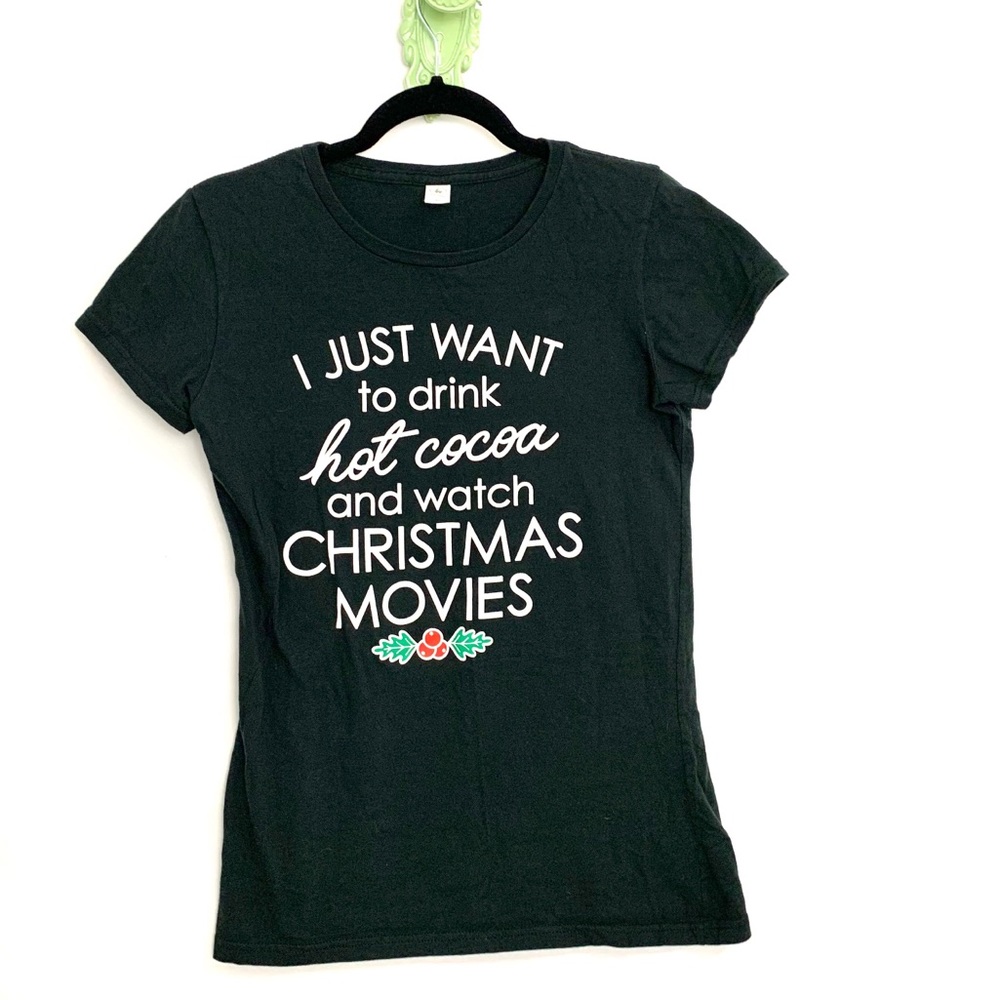 Christmas Short Sleeve Black Shirt Size M